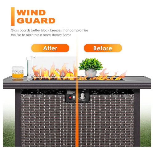 Rectangular Wind Guard 27.6x11.7x6.5 in Tempered Glass with 1