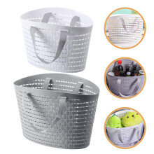 Hollow Design Bathroom Basket Assorted Color Portable for Various Items 2Pcs