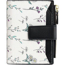 Small Wallets Women RFID Leather Bifold Card Holder Cute Flower Wallet for Women with Zipper Coin Pocket 3 ID Windows