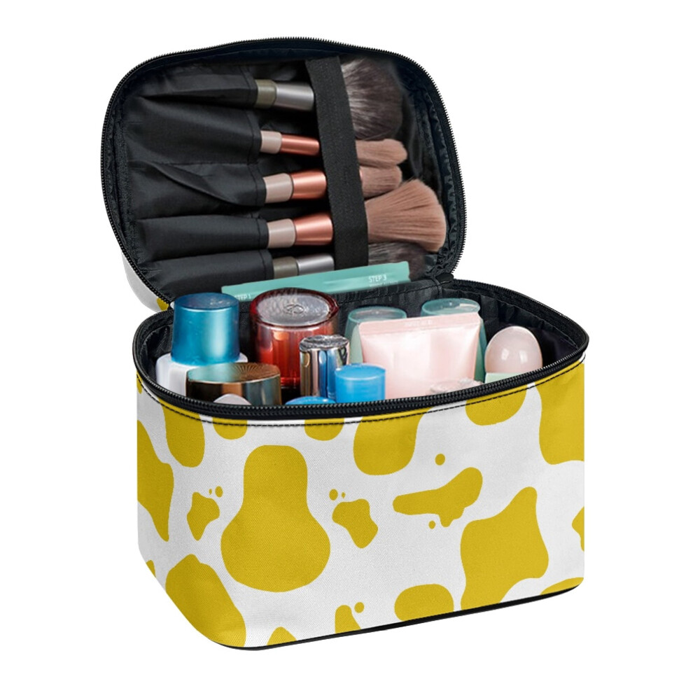 Yellow Cow Print Travel Cosmetic Organizer Bag â Large Capacity, Lightweight & Space-Efficient, Compatible with All Toiletries