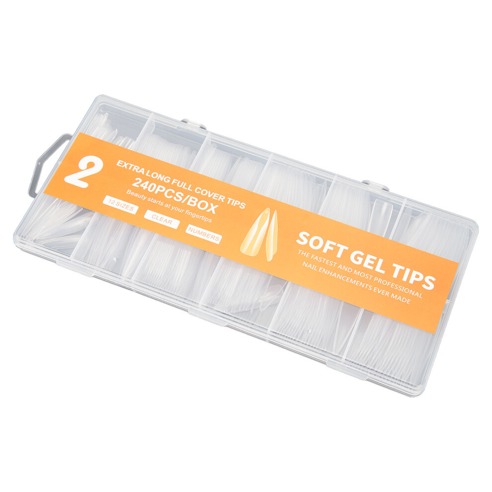 240pcs Clear Soft Ultrathin Full Cover False Nail Tips for DIY & Salons