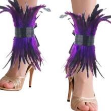 Women's Stretchy Feathered Leg Bands - Elastic Ankle Warmers, Halloween Dance Accessories & Festive Jewelry