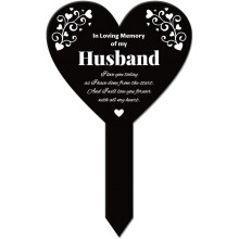 Heart-Shaped Husband Memorial Garden Stake – Waterproof Acrylic Grave Plaque for Cemetery or Yard (Compatible with DIY)