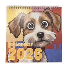 Cartoon Puppy Calendar 2026 – Funny Dog Wall Calendar for Dog Lovers, Month-to-View Planner, Hangable with Cute Illustrations