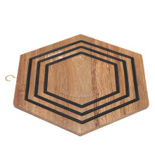 Magnetic Hexagonal Wooden Trivet – Heat‑Resistant Pot Cushion with Non‑Slip Silicone, 6‑Sided, 8.54"x7.43"
