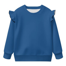 Light Blue Ruffle Long Sleeve Sweatshirt for Girls Size 3-4, Crewneck Pullover, Fall/Spring Kids Oversized Top