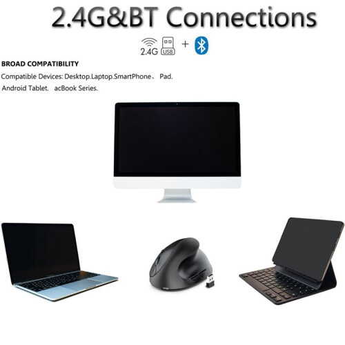 Rechargeable Dual Mode USB 2.4G Wireless +  Mouse Vertical Ergonomic Optical Mice for Computer Notebook Black 1