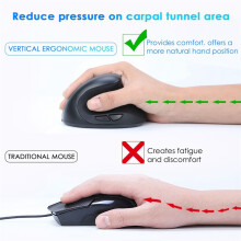 Wiederaufladbare Dual-Mode-Maus, USB 2.4 G, Kabellos + , Vertikale Ergonomische Optische Maus für Computer, Notebook, Schwarz