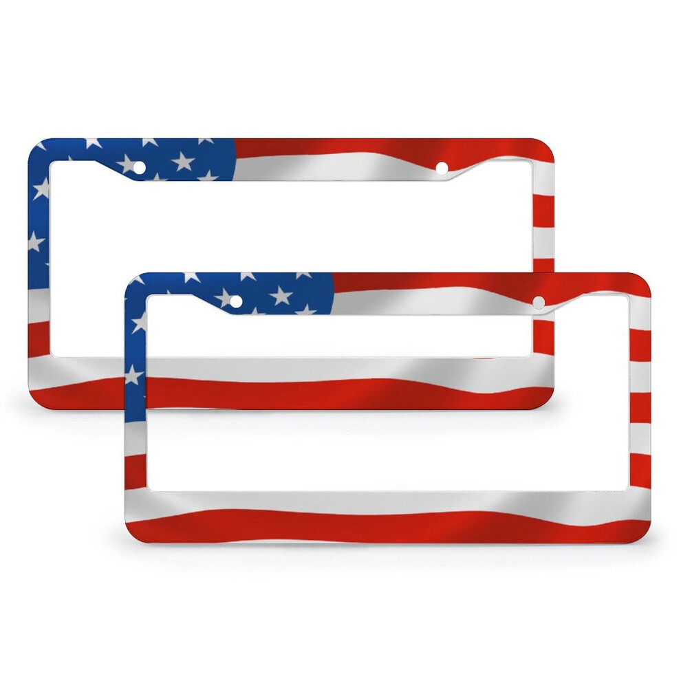 Retro Usa Flag License Plate Frames (2Pcs), Stainless Aluminum, Compatible With Usa/Canada Vehicles 9159796056041