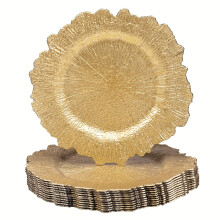 6/12/24/48/96pcs 13" Golden Charger Plates, Explosion Plate, Plastic Plate Chargers For Table Setting, Wedding Decor, Christmas Decoration