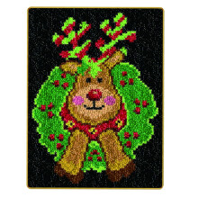 Christmas Latch Hook Kit DIY Rug Making Carpet Embroidery Kit Elk