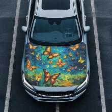 Car Hood Cover Golden Butterfly Print Washable