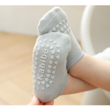 Baby-Kniepolster-Socken-Set aus gekämmter Baumwolle, Hellgrau, Größe M