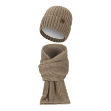 Men's And Women's Winter Plus Velvet Knitted Scarf Set Knitted Scarf Two Piece Set