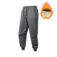 SYMOID Men's Fleece-Lined Jogger Pants, Dark Gray, Size S – Warm, Side Zip Pockets, Adjustable Drawstring, 100% Polyester