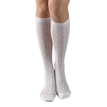 Women's Elegant Lace Mesh Thigh High Stockings Featuring Heart Jacquard Design For Daily Comfort And Breathable Wear