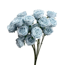 Realistic Faux Silk Rose Bouquet, 26" 3-Head, Blue – for Valentine's, Mother's Day, Wedding & Home Decor