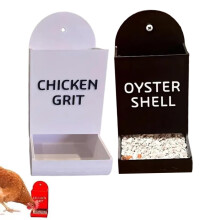 Oyster Shell and Grit Feeder, Hanging Chicken Feeder Trough, Chicken Coop Accessories (Black-B)
