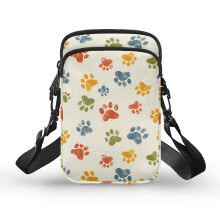 Schultertasche für Damen mit Pfotenabdruck-Design, Polyester mit verstellbarem Riemen für Erwachsene
