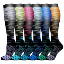 Compression Socks for Women Circulation Knee High 6 Pairs for Nurses, Running, Travel, Athletic，Style 33
