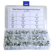 115pcs M6 M8 M10 Metal Brass Zerk Grease Nipple Fitting Hardware Assortment Kits