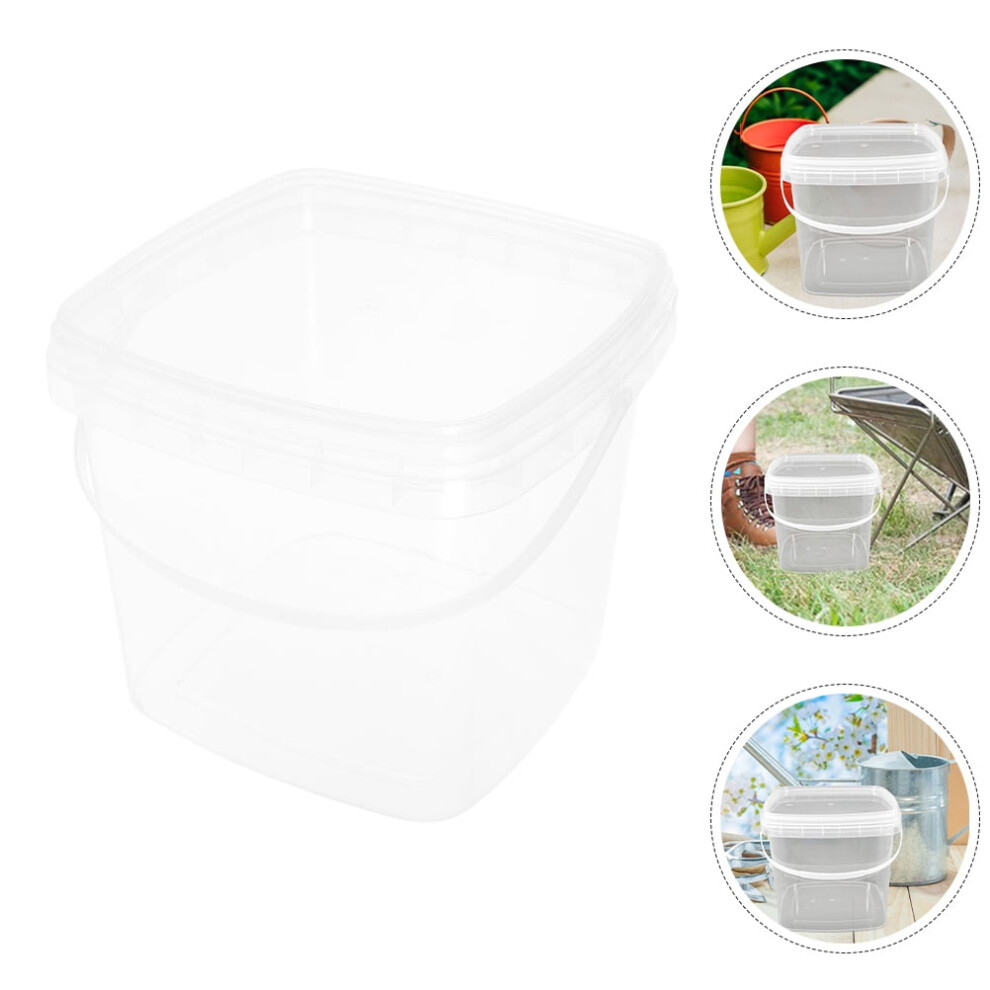 Clear Paint Pail Plastic Bucket With Lid Pp Food Storage General Users Outdoor Use 1Pcs 9341593677042