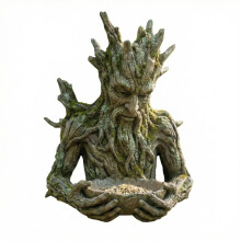 Escultura de comedouro para pássaros em formato de árvore com design lúdico e gancho oculto em formato de fechadura – Decoração para jardim