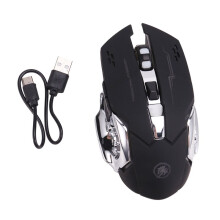 Silent Wireless Mouse USB Rechargeable Gaming Computer Rechargeable Mouse for PC and Laptop Black