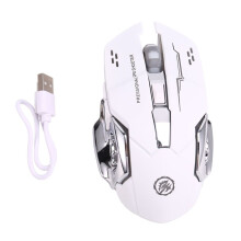 Stille Draadloze Muis USB Oplaadbare Gaming Computer Oplaadbare Muis voor Pc en Laptop Wit