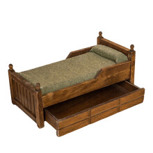 1:12 Scale Modern Wooden Bedroom Set Miniature Dollhouses Furniture With Removable Cotton Pillow And Storage Drawer