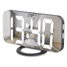 LED Multifunctional Mirror Desktop Clock with Auto Dimming, Photosensitive Display, Modern Minimalist Design,Black