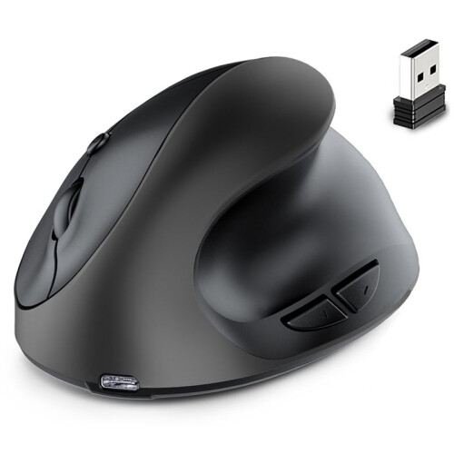 Rechargeable Dual Mode USB 2.4G Wireless +  Mouse Vertical Ergonomic Optical Mice for Computer Notebook Black