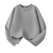 Gray Loose-Fit Long Sleeve Crewneck Tee for Boys – Summer/Fall Basic Lounge Shirt, Compatible with 2025 Fashion & Concert Styles