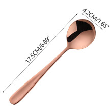 Cuchara redonda de acero inoxidable con mango plano para sopas y para servir, fácil de limpiar. Ideal para uso doméstico y en restaurantes.