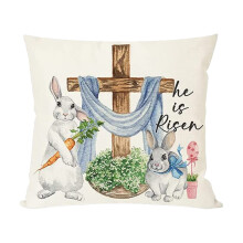 Easter Throw Pillow Covers 1818 Inch – Soft Egg & Bunny Design, Linen Fabric, Sofa/Living Room Decor, Compatible with Standard Pillows