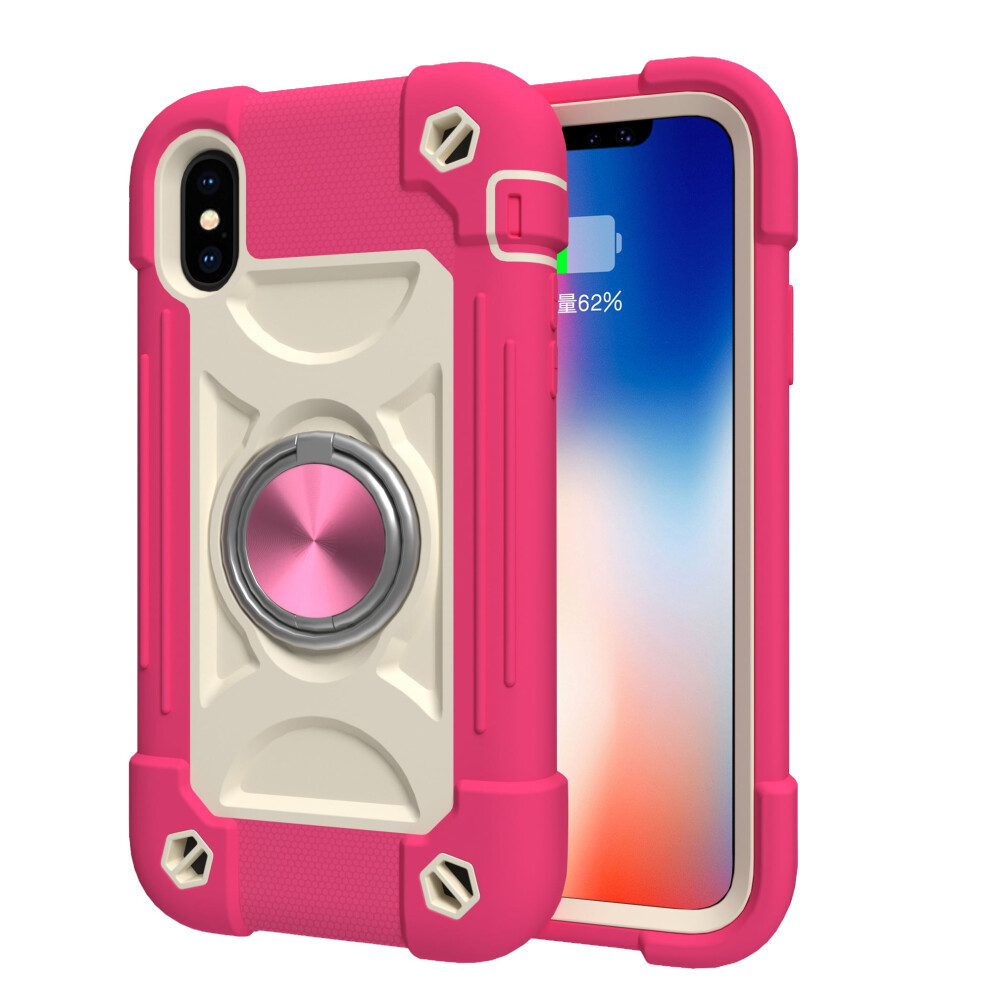 Compatible With Iphone Xs Max 6.5-Inch Shock-Proof Magnetic Car Mount Kickstand Case Â Rugged Hybrid Rubber & Pc Protective Cover, Rose 9341593702034