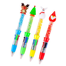 4Pcs Christmas Multicolor Pen 4-Color-in-1 Writing Pen Retractable Multicolor Pen Drift Sand Ballpoint Pen for Writing