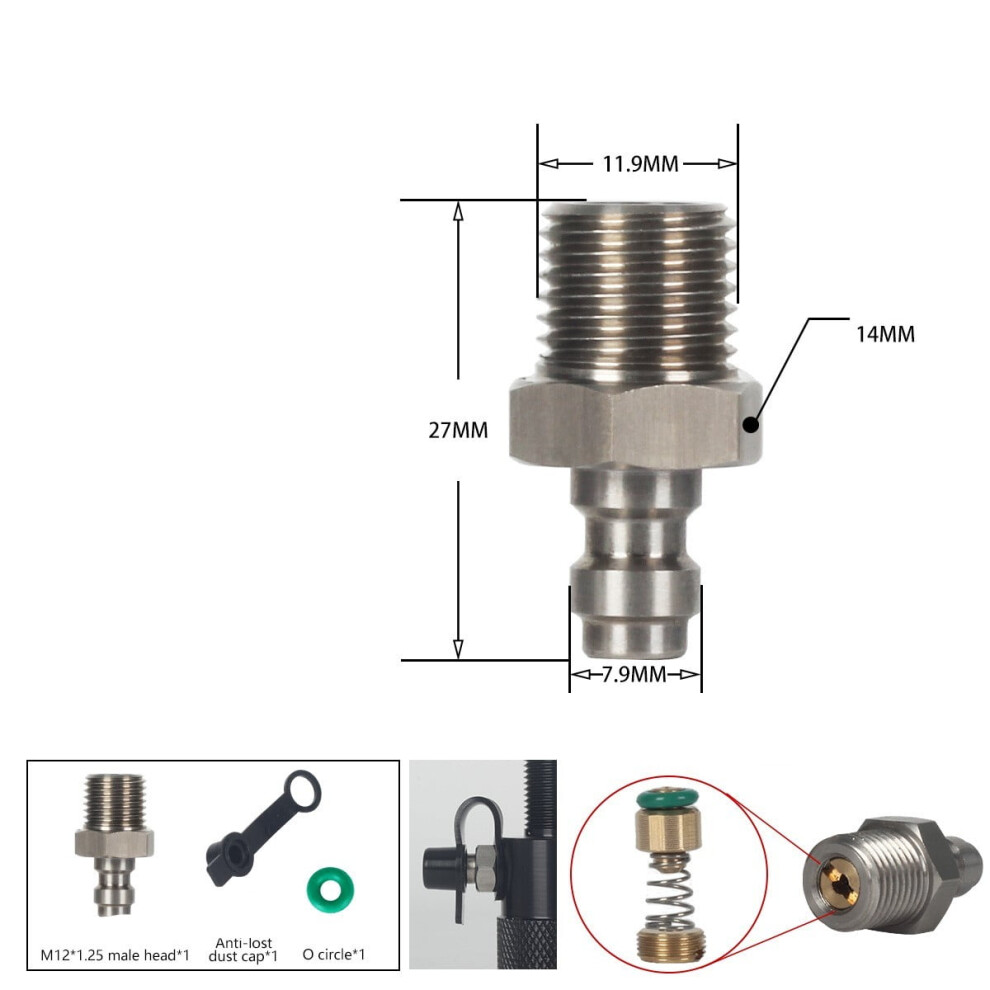For M12x1.25 Stainless Steel Quick Connect Adapter With High-Pressure Safety 8Mm 9362892492433