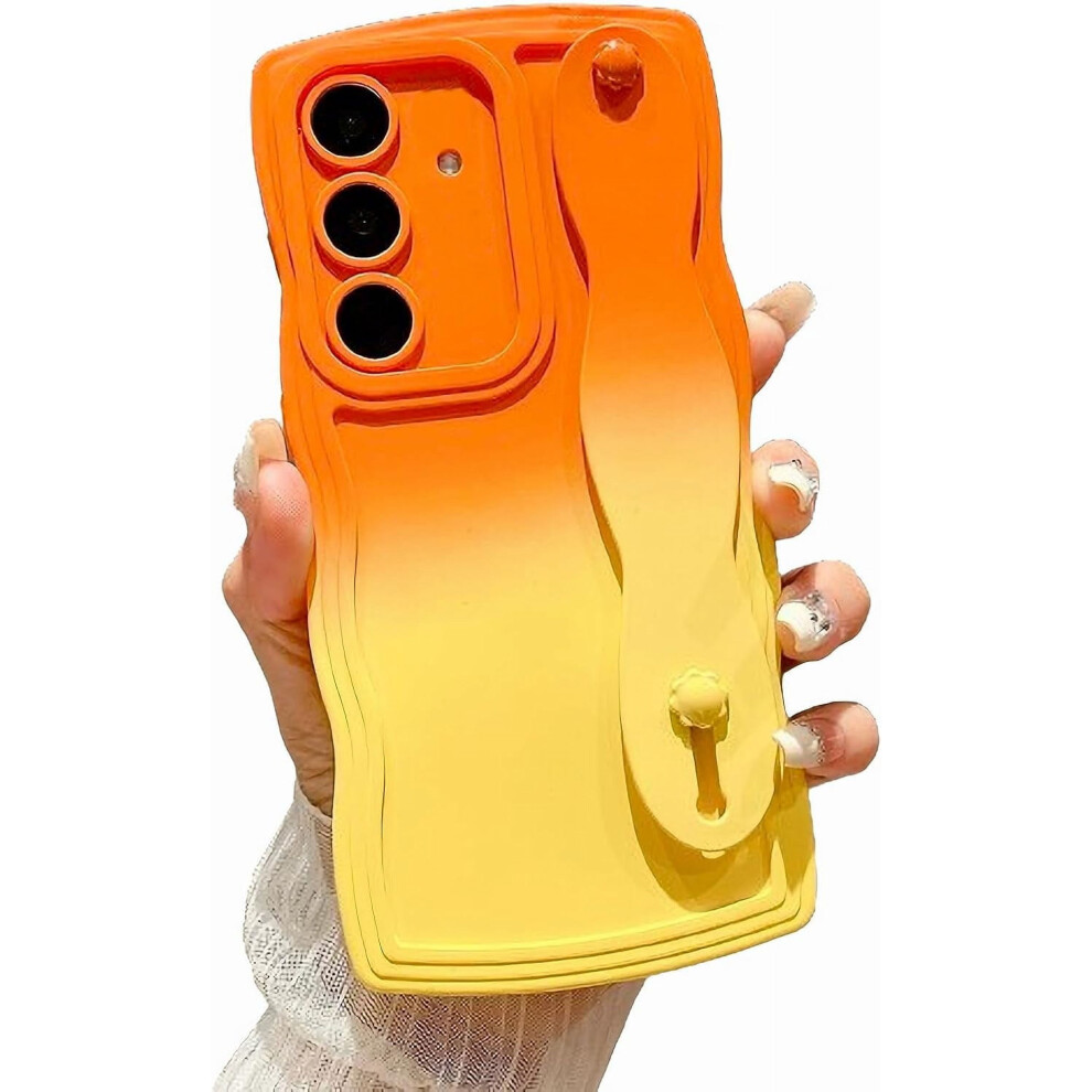 Compatible With Samsung Galaxy S23 Fe 5G Phone Case Â Gradient Curly Wave Design, Wrist Strap & Kickstand, Soft Shockproof Camera Protection 9043876433597