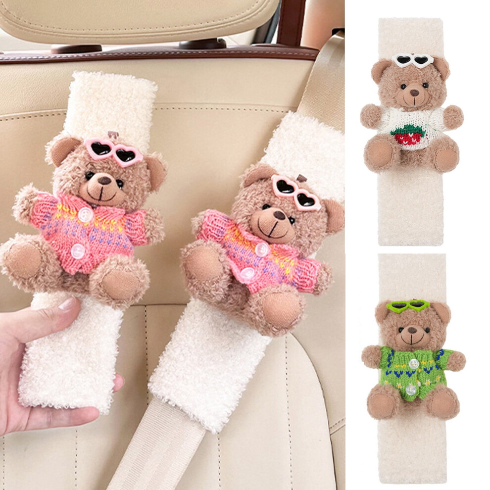 Car Seat Belt Shoulder Protector Plush Cartoon Cover 2 Pcs 9128909472795