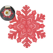 Round Snowflake Placemats, Washable Stain-Resistant Table Decor for Weddings & Parties(Red)