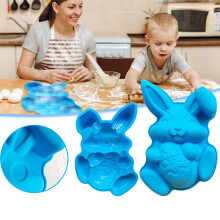 Moule à gâteau lapin de Pâques grand format en silicone 3D, idéal pour les fêtes de Pâques.