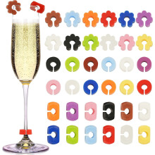 Set Of 36 Wine Glass Markers In Silicone For Parties And Events Colorful And Reusable For Identifying Cups And Glasses