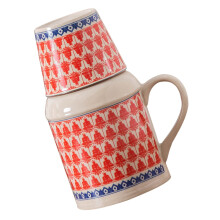 1Set Red Ceramic Carafe And Cup Set Vintage Style Heat Retention Tea Pitcher For Kitchen Use