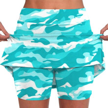 Women's Mint Green Athleisure Skirt with Pockets, Camo & Leopard Print, Mid-Rise, Tennis/Skort Style – Compatible with Active Wear