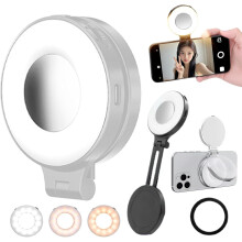 3-in-1 Magnetic Selfie Ring Light for Phones, Foldable 360 Rotating Fill Light with Mirror, 3 Color Modes – Compatible with iPhone & Android