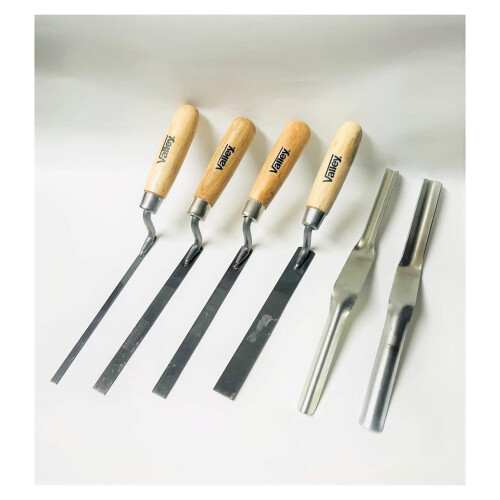 Σετ μυστριού Shop-Tek/Valley 6 τεμαχίων: 4 μυστριά Tuck Point + 2 μυστριά για αρμό τούβλων – 1