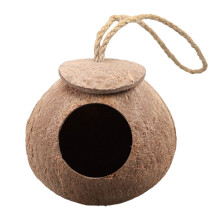 Coconut Shell Hanging Bird Feeder Wooden Outdoor 1pc