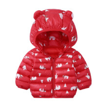 Baby Boys Girls Hooded Coat Toddler Kids Baby Girl Boy Bear Ear Puffer Jacket Winter Down Jacket Coat Infant Lightweight Outerwear (Red,120)