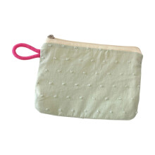 Woolen Knitted Cosmetic Bag Striped Color-blocked Portable Coin Purse Polyester Zipper Closure Leakproof Travel Makeup Pouch, 6.29x4.33x1.18 Inches